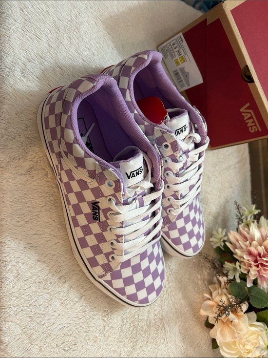 Vans Shoes - Vans Lavender & White Checkerboard Low-Top Sneakers